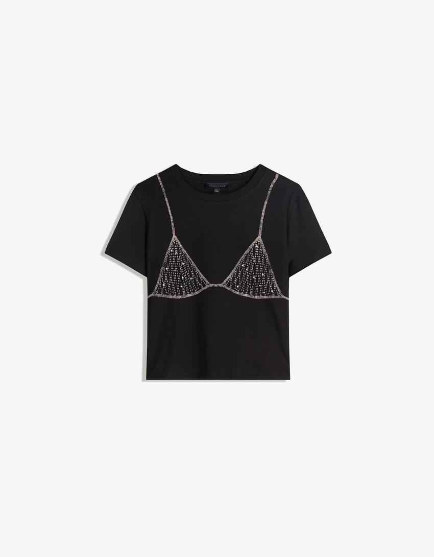 Short sleeve printed T-shirt-Grey