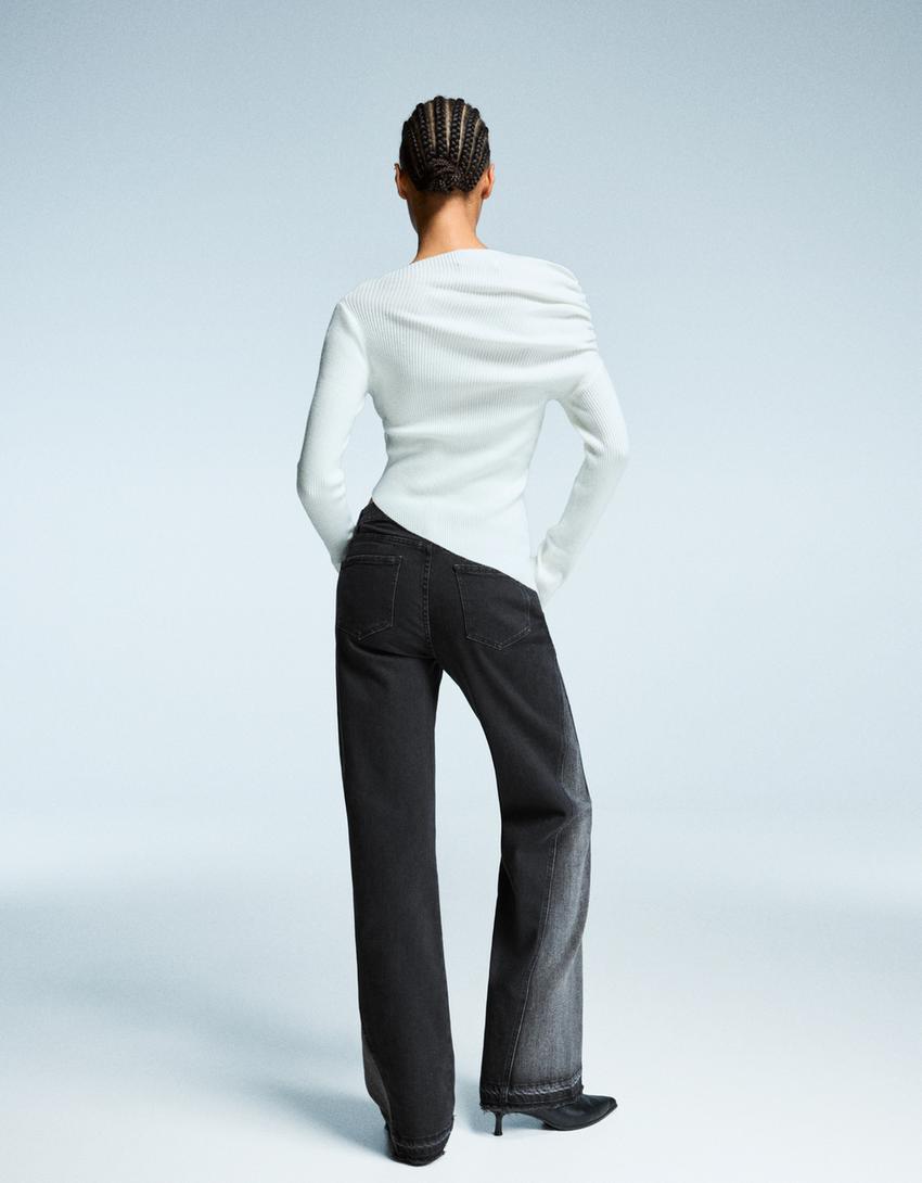 Jeans flare contraste-Negro