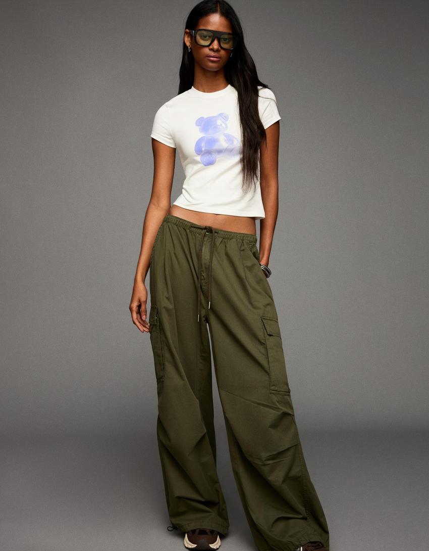 Parachute cargo trousers-Khaki-0