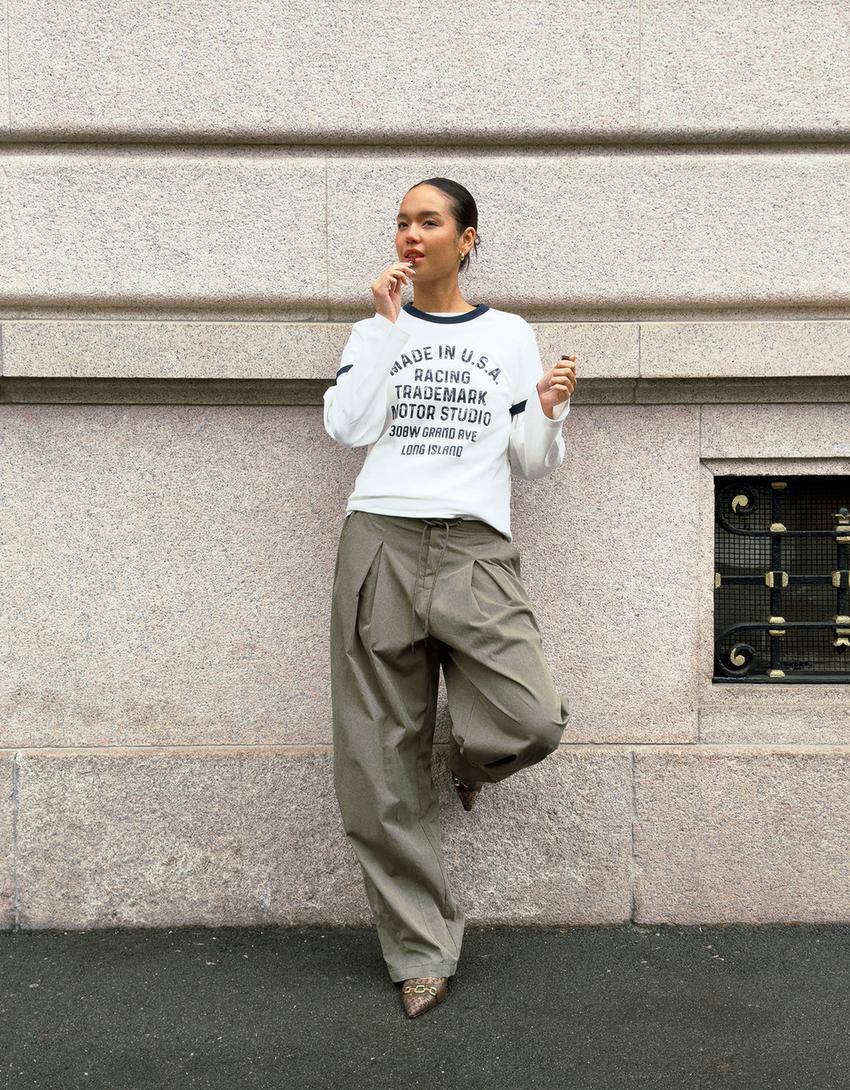 Technical balloon parachute trousers Trousers Women Bershka