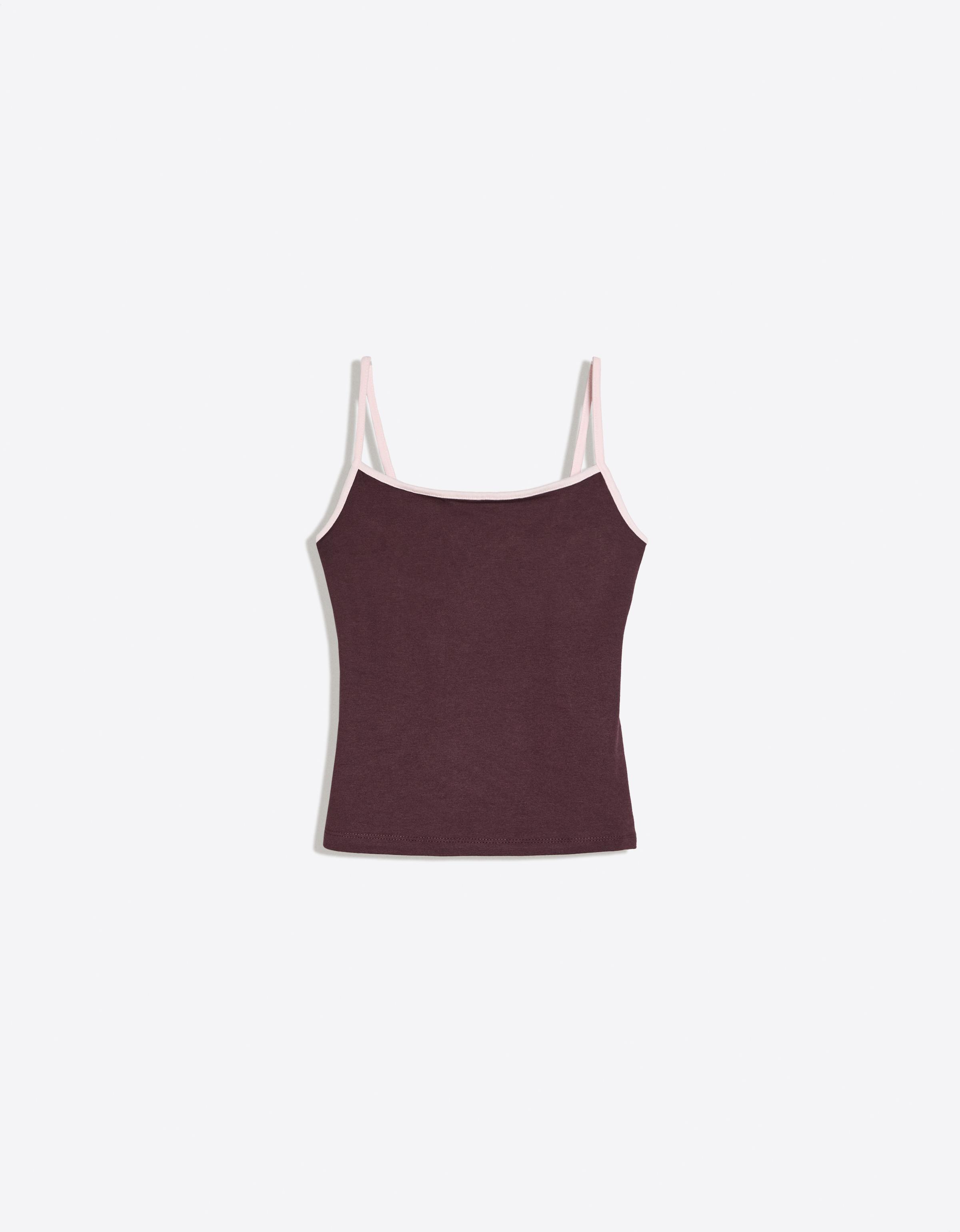 Bershka Top Tirantes Contraste Mujer Morado