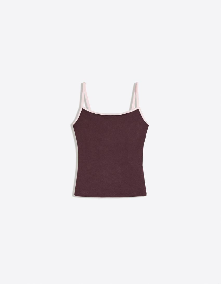 Contrast strappy top-Violet