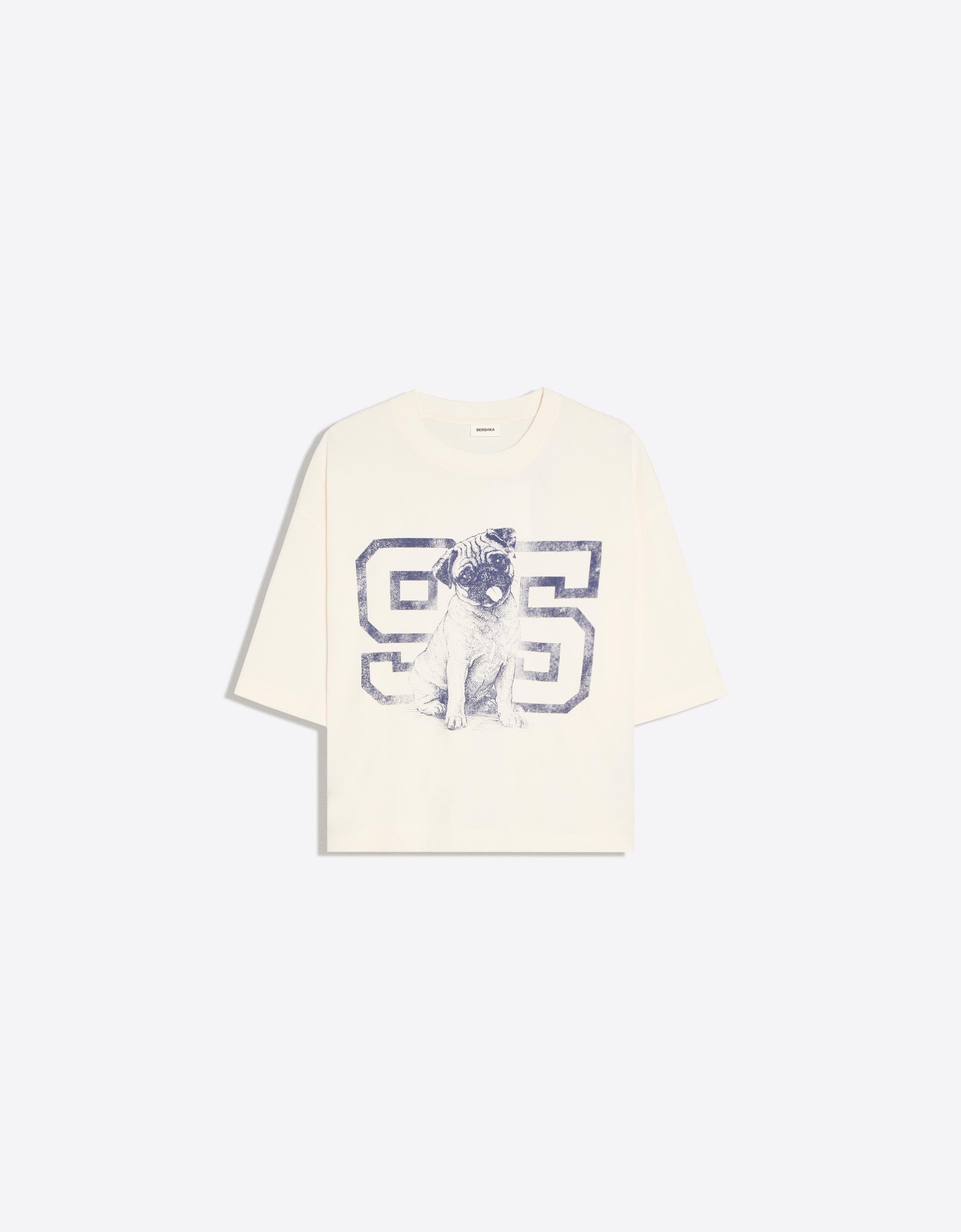 Oversize short sleeve print T-shirt — Cream