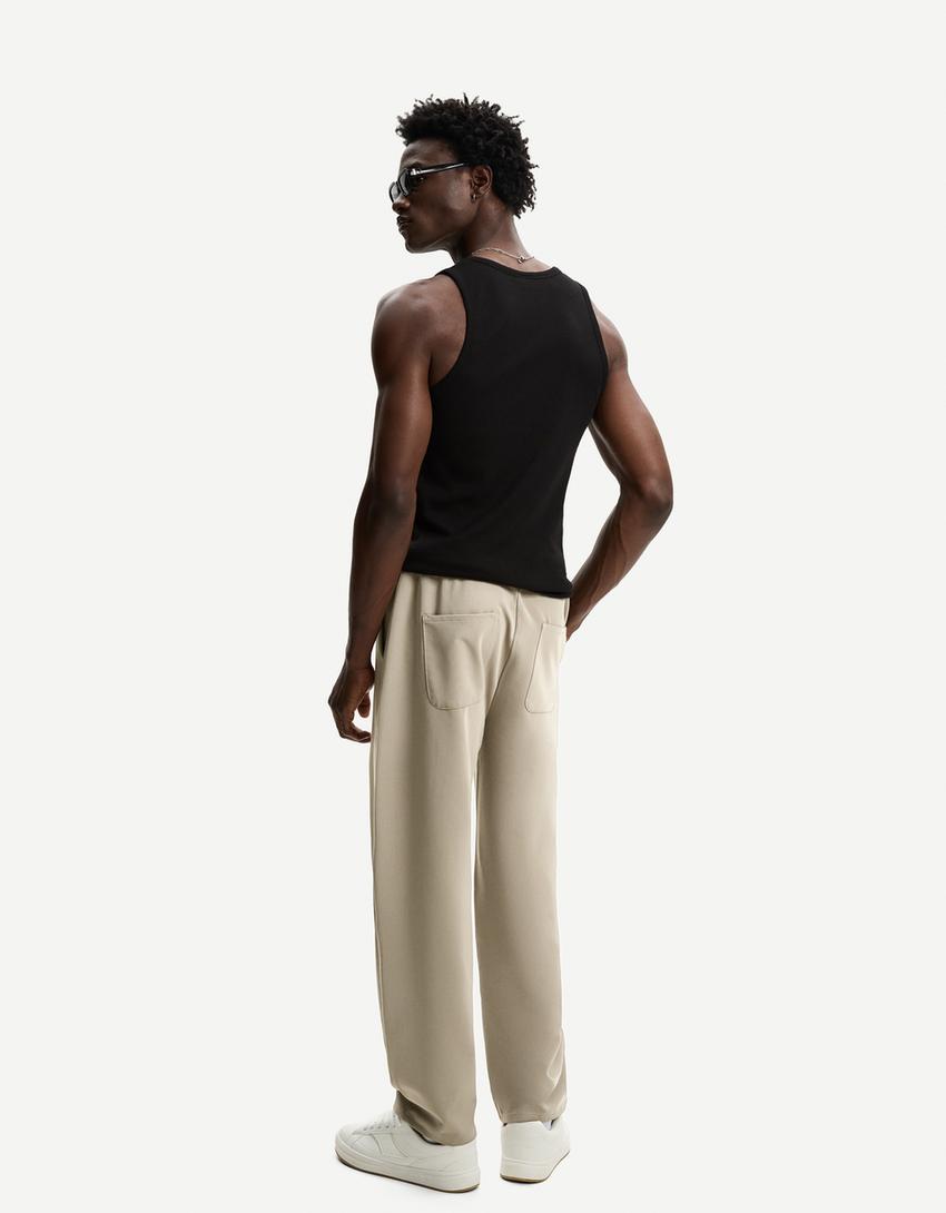 Calças retas jogger tailored fit-Bege escuro-1