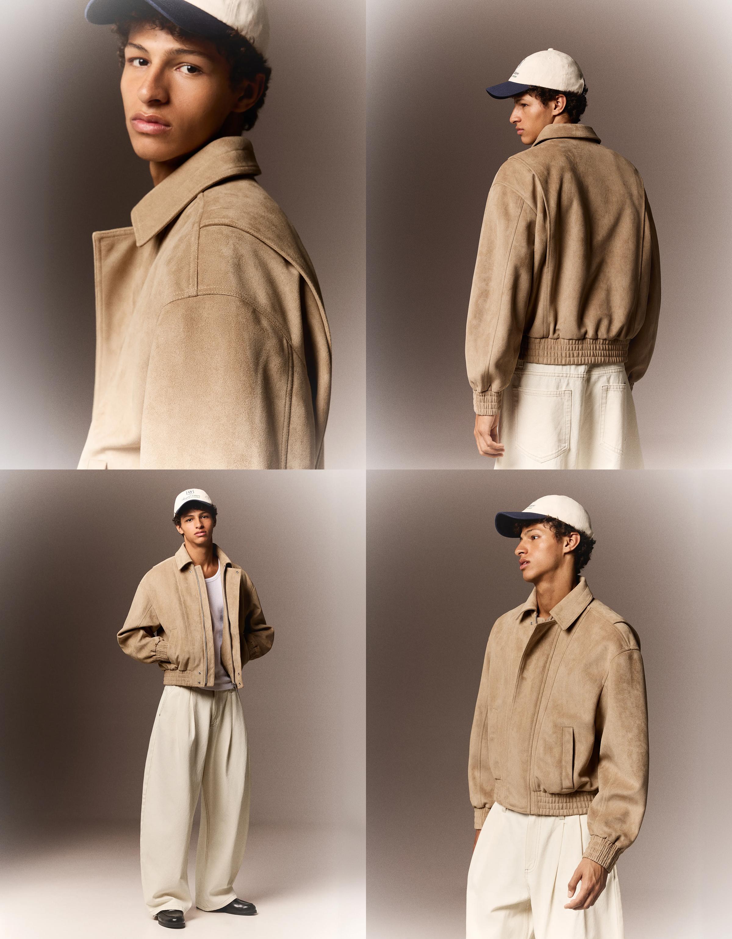 Faux suede jacket — Beige