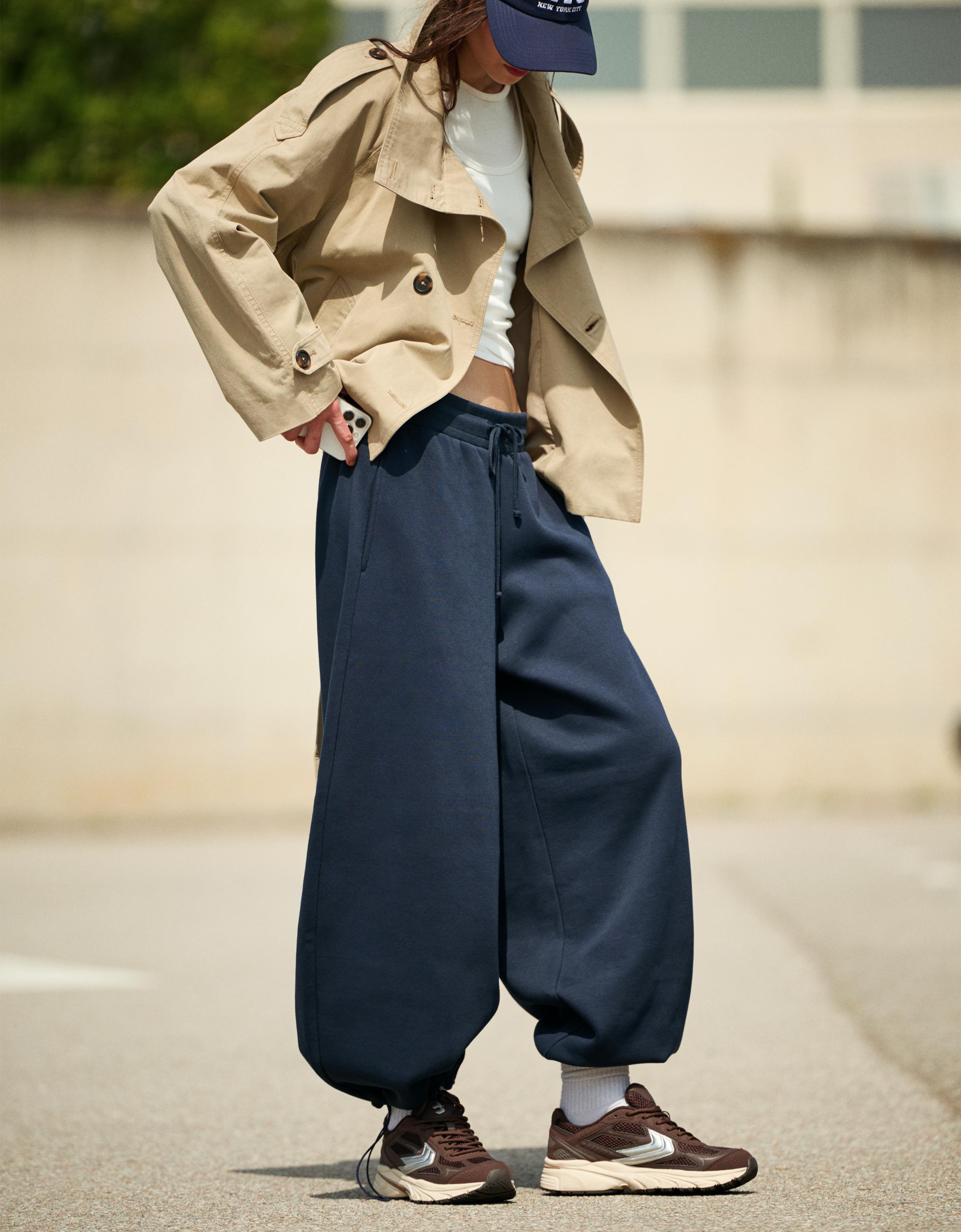 Stoperli barrel fit şardonlu pantolon - Görsel 16