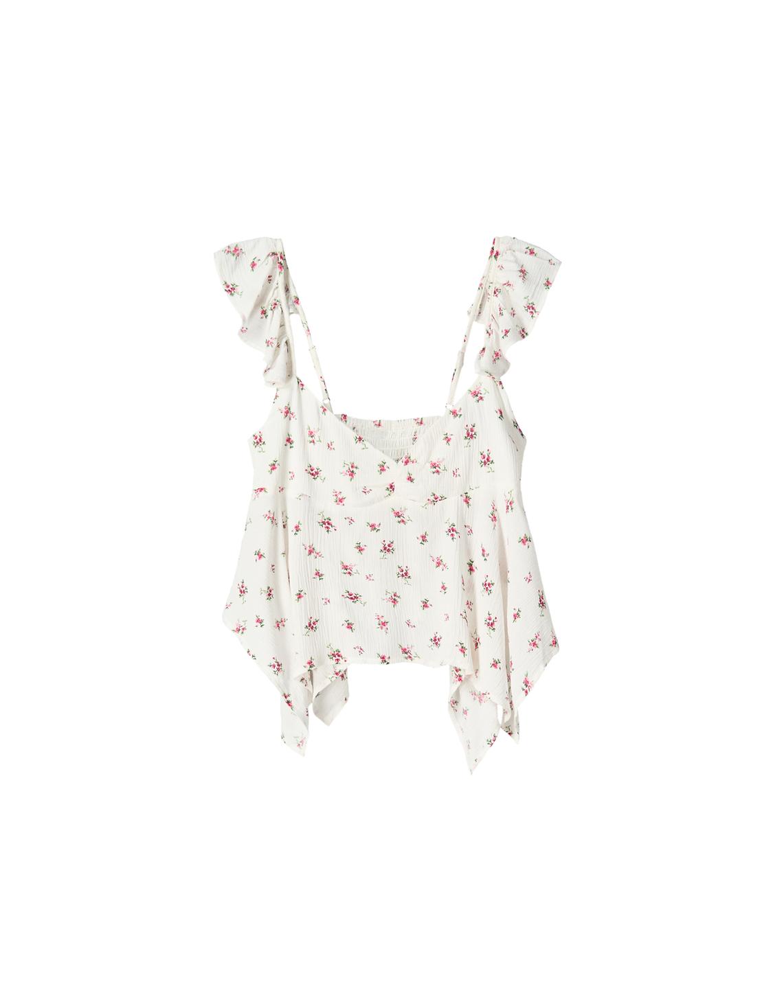Textured blouse with print