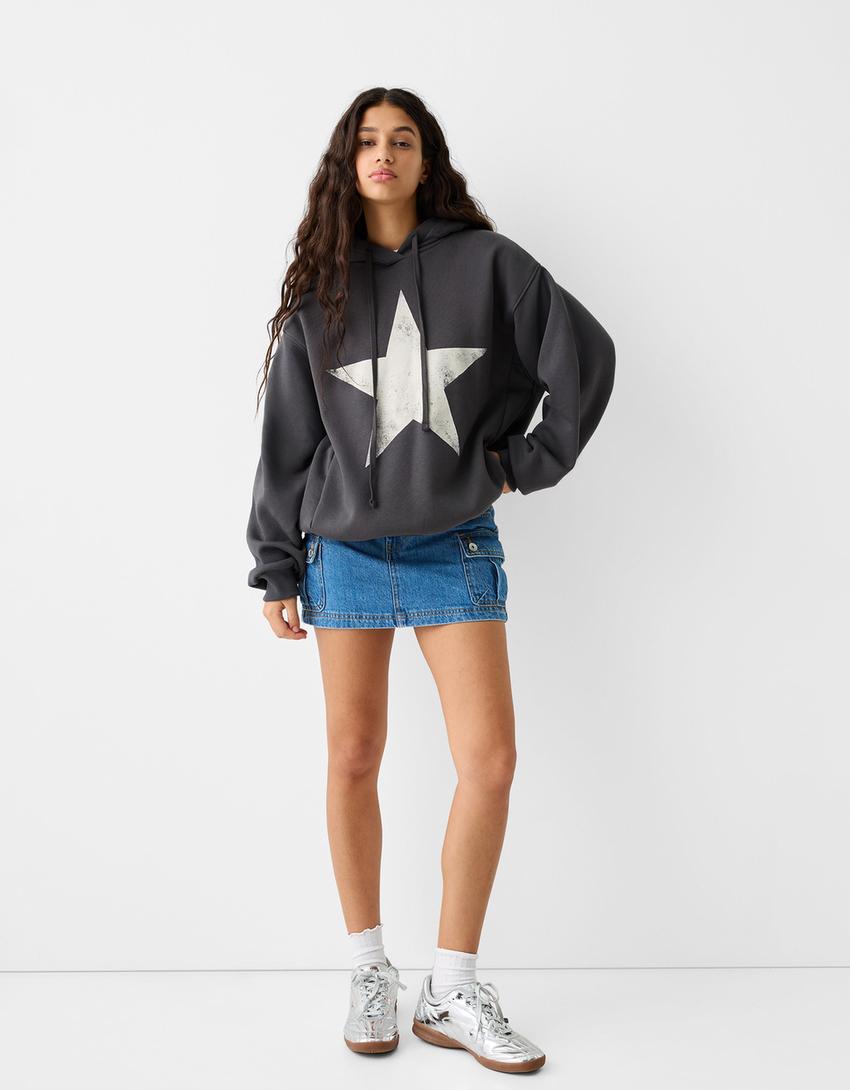 Sweat capuche imprimé-Gris-3