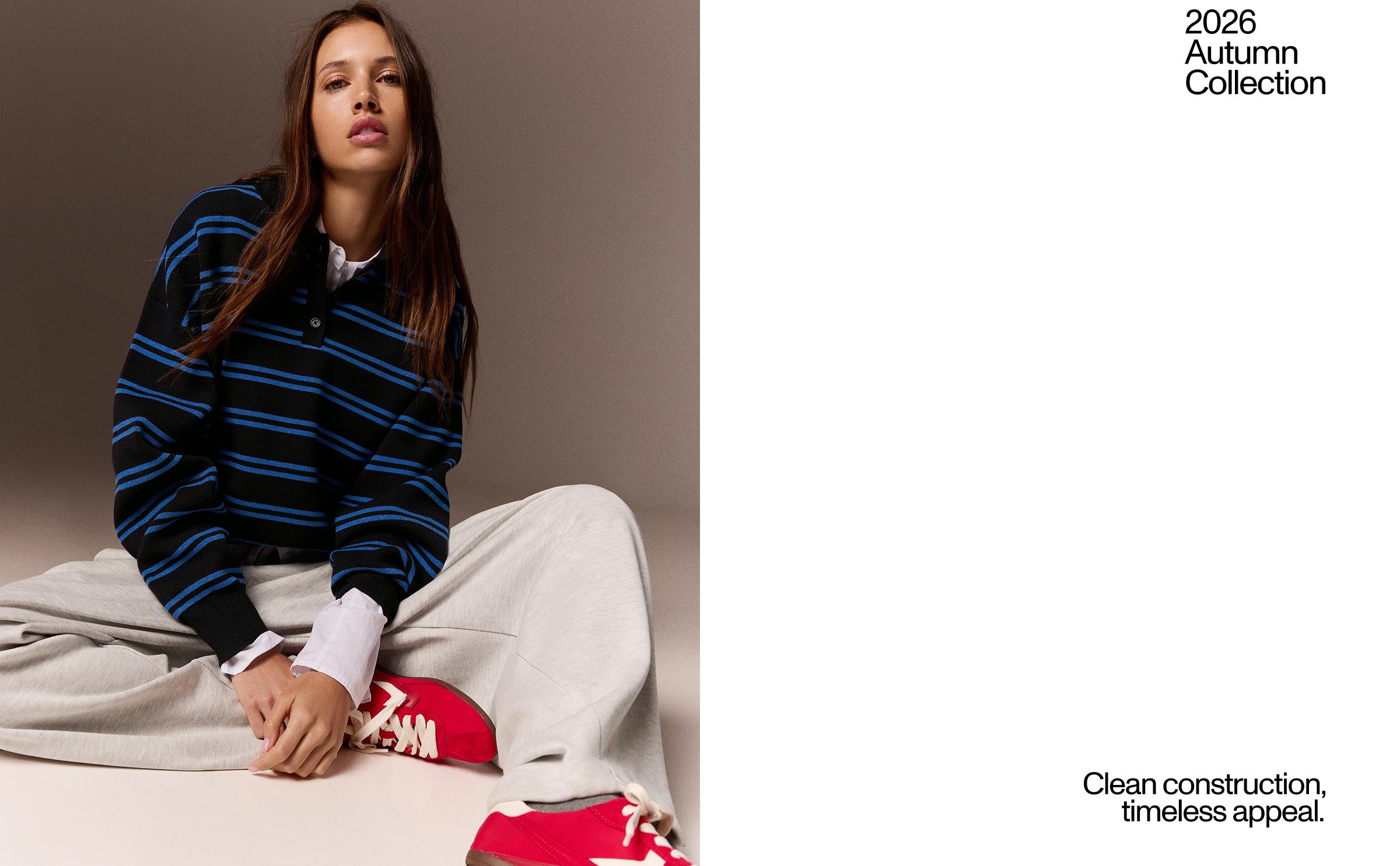Oversize polo collar jumper — Navy