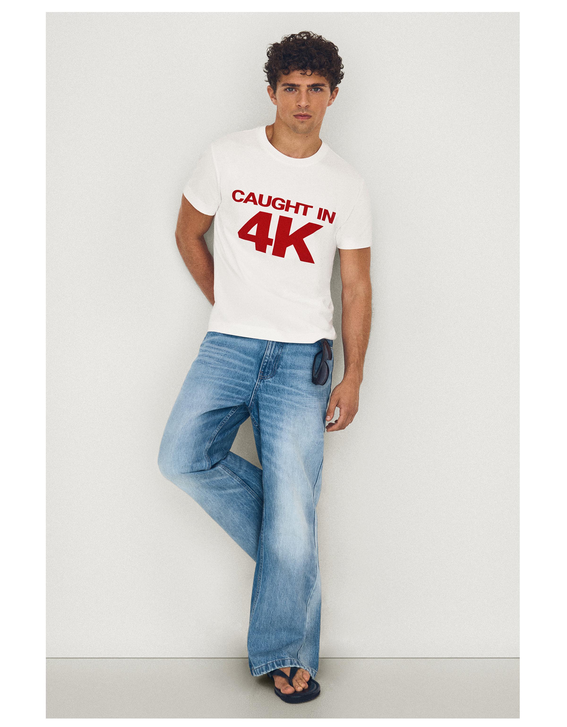 Small fit print T-shirt — White