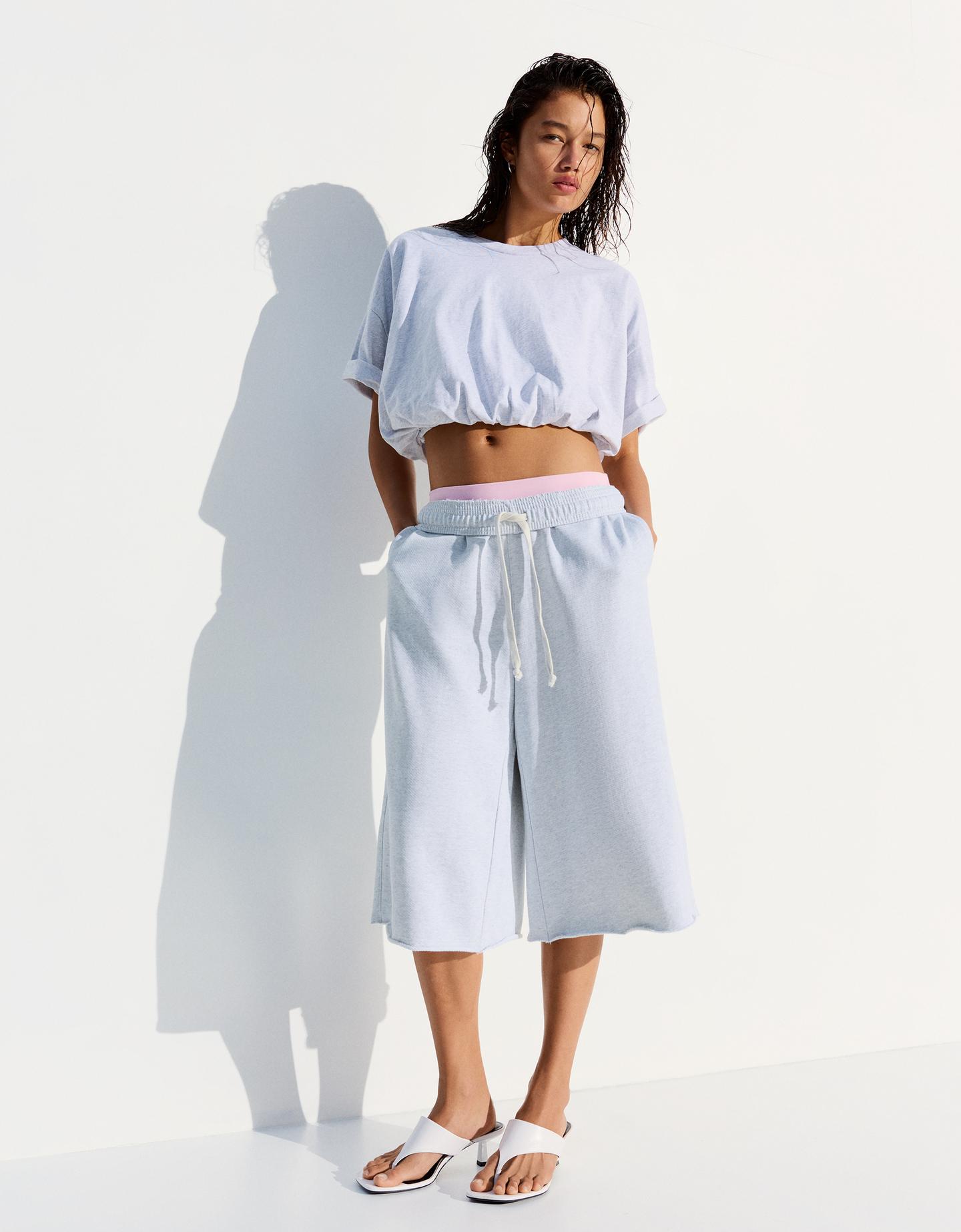 Bershka Bermuda In Felpa Donna Xl Grigio