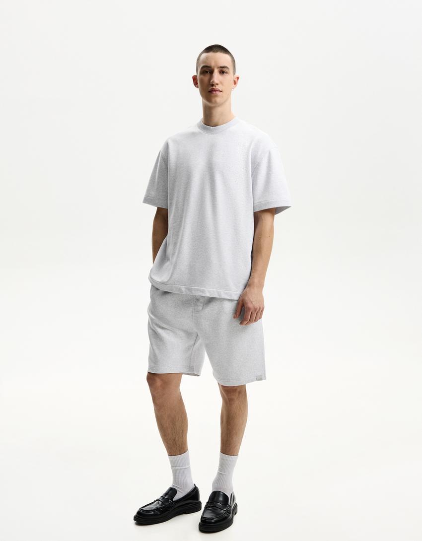 Short sleeve plush T-shirt-Grey-2