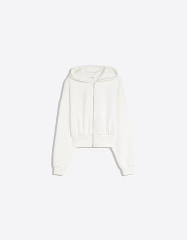 Zip-up hooded sweatshirt with sash — Cream 5