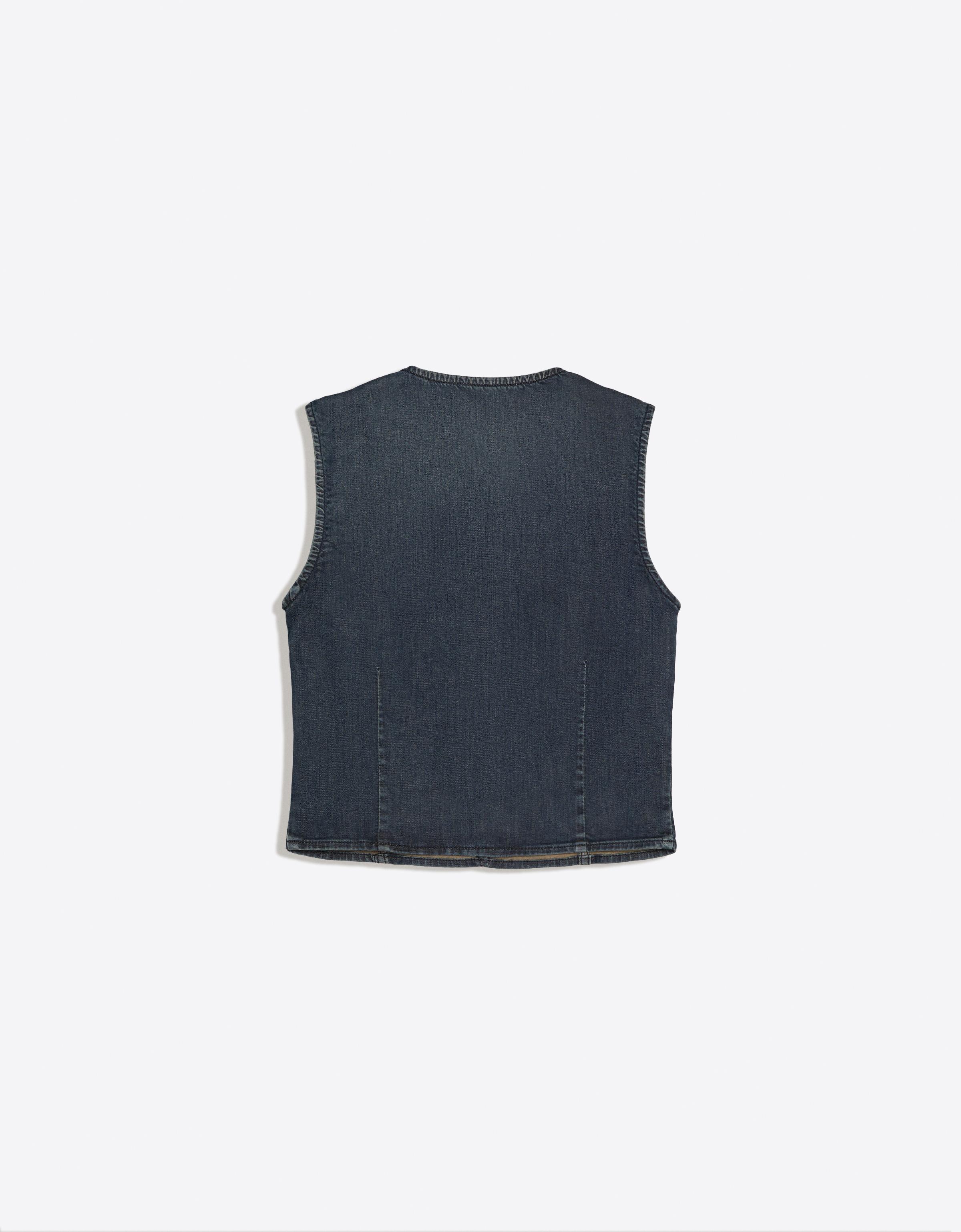 Button-up denim gilet — Light blue