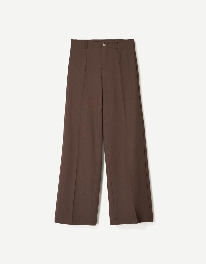 Bershka - Pantalon ample et ajusté en lin - Blanc Bershka - Pantalon ample et ajusté en lin - Blanc
