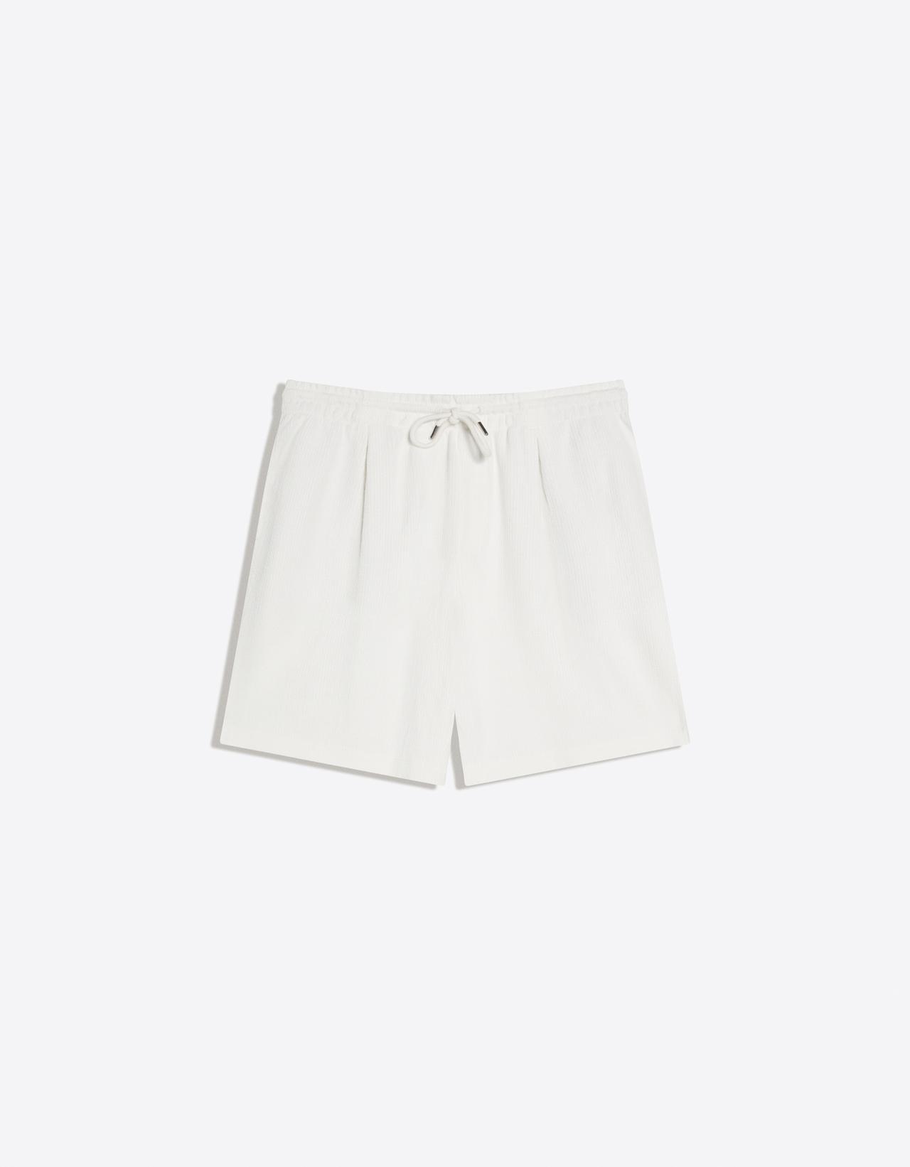 Textured plush Bermuda shorts — Off white