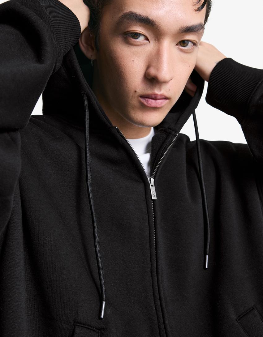 Zip-up hoodie-Black-2