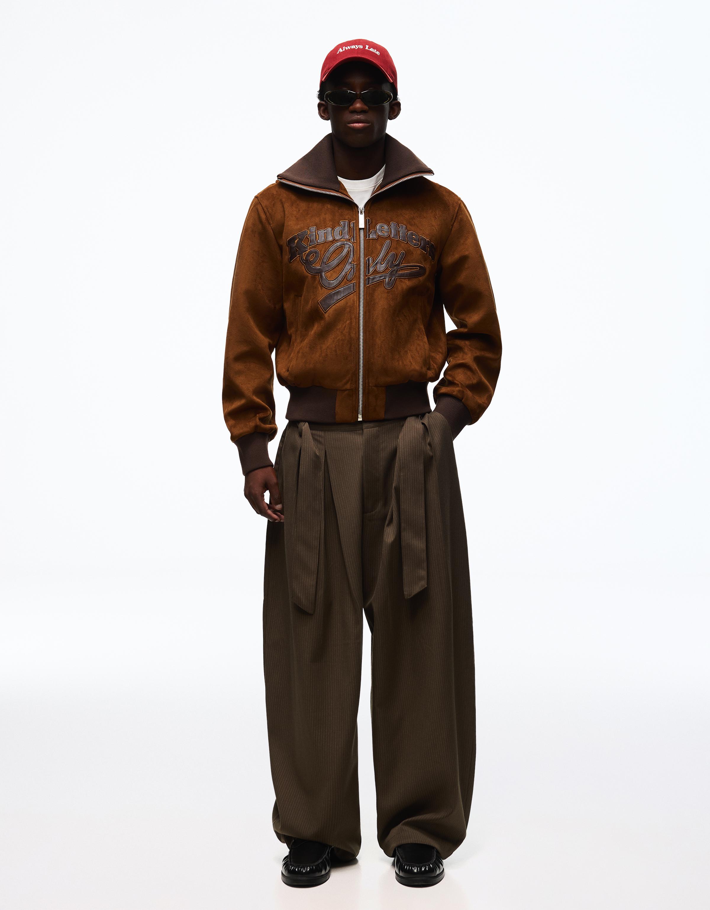Retro faux suede jacket — Brown