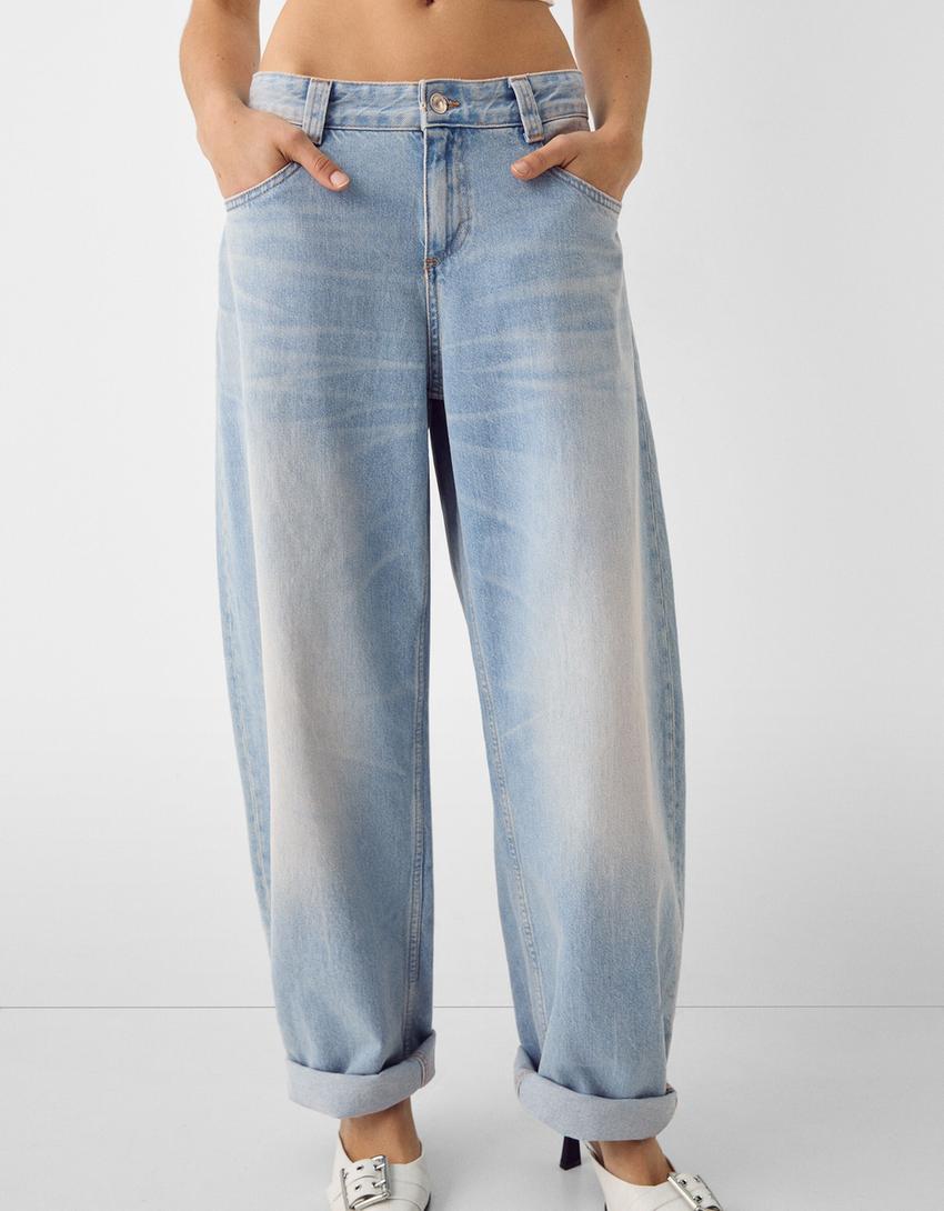 Jeans baggy barrel-Azzurro Lavato-3
