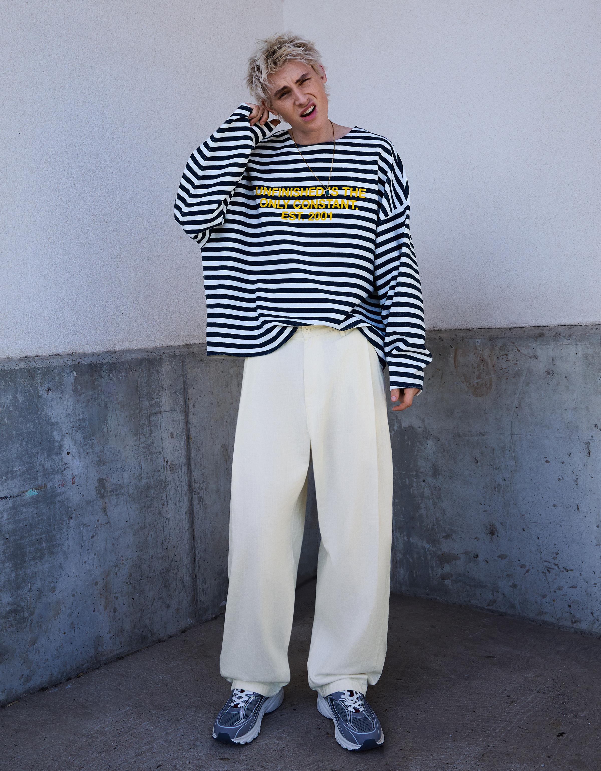 Ketenli super baggy fit pantolon - Görsel 63