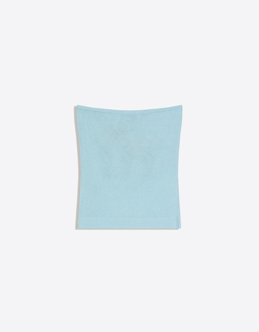 Baskılı bandeau top-Açık mavi