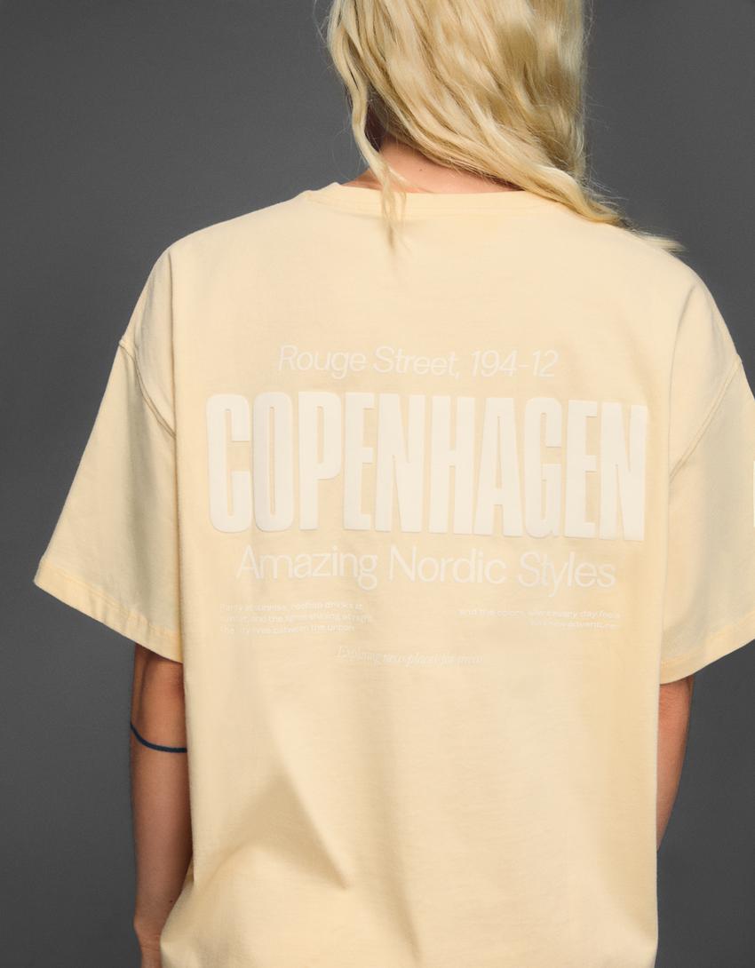 Camiseta manga corta print-Amarillo