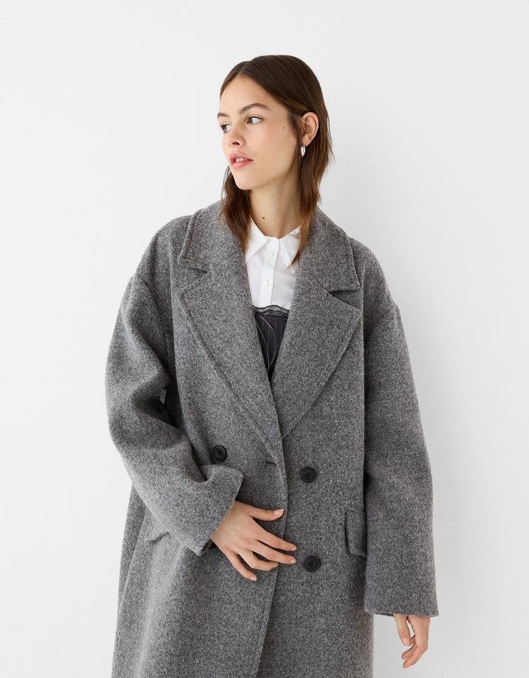 Long drop-shoulder coat