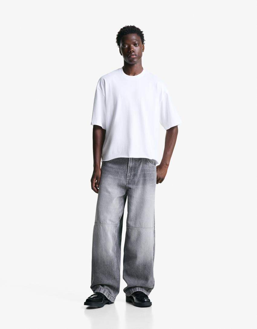 Blugi super baggy-Gri-0