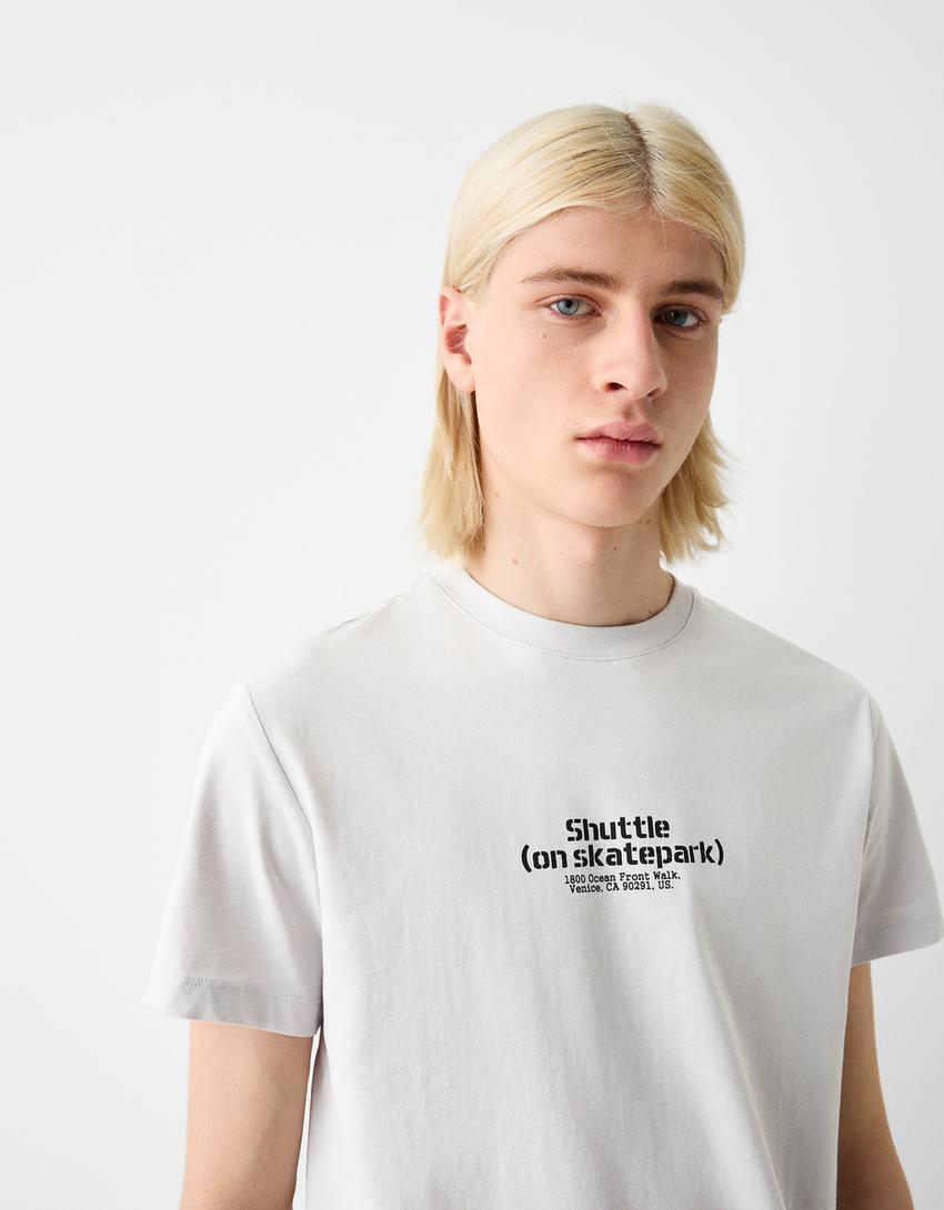 Short sleeve T-shirt with print-Grey-2