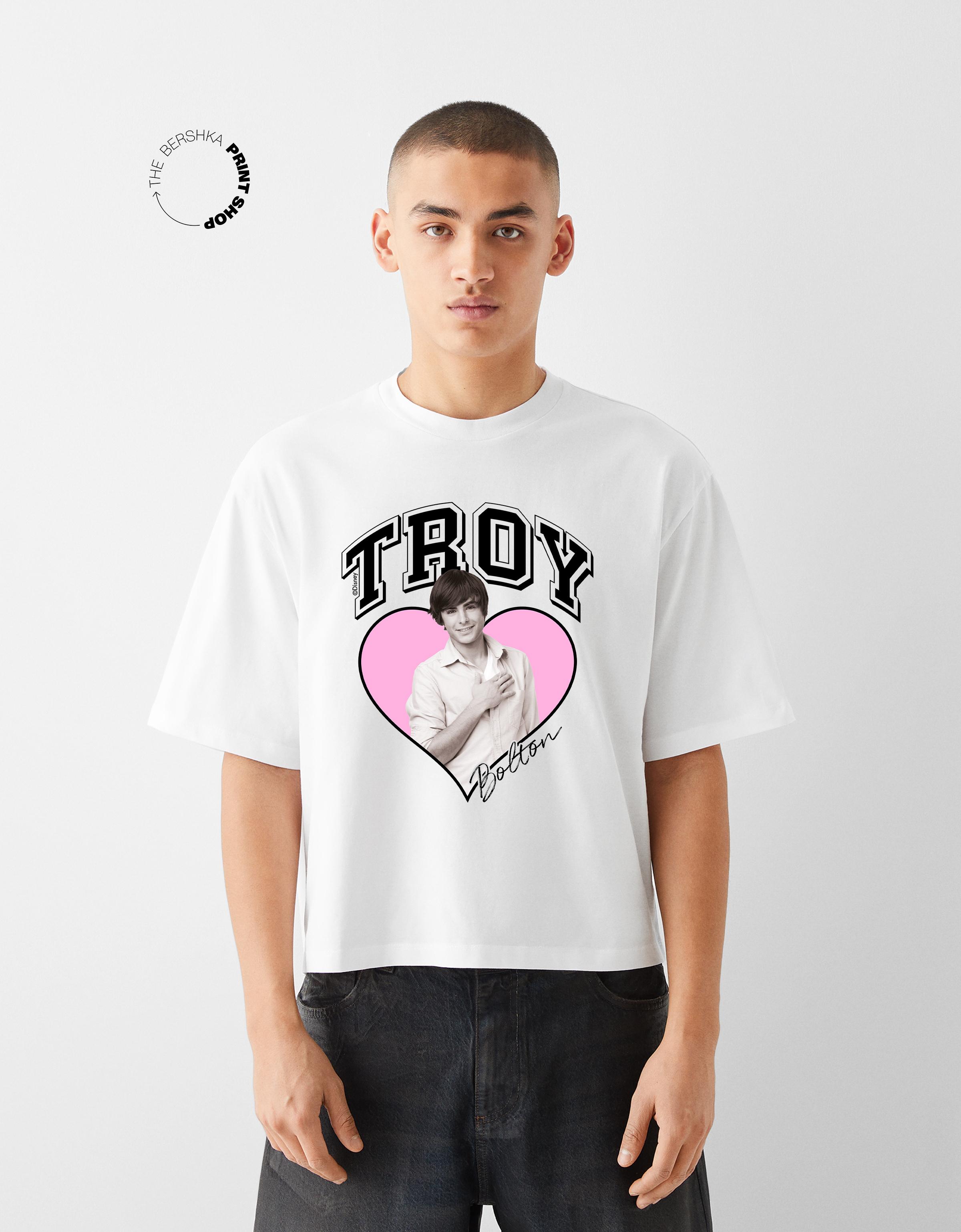 Bershka Cropped-T-Shirt High School Musical Mit Kurzen Ärmeln Herren Xs Weiss