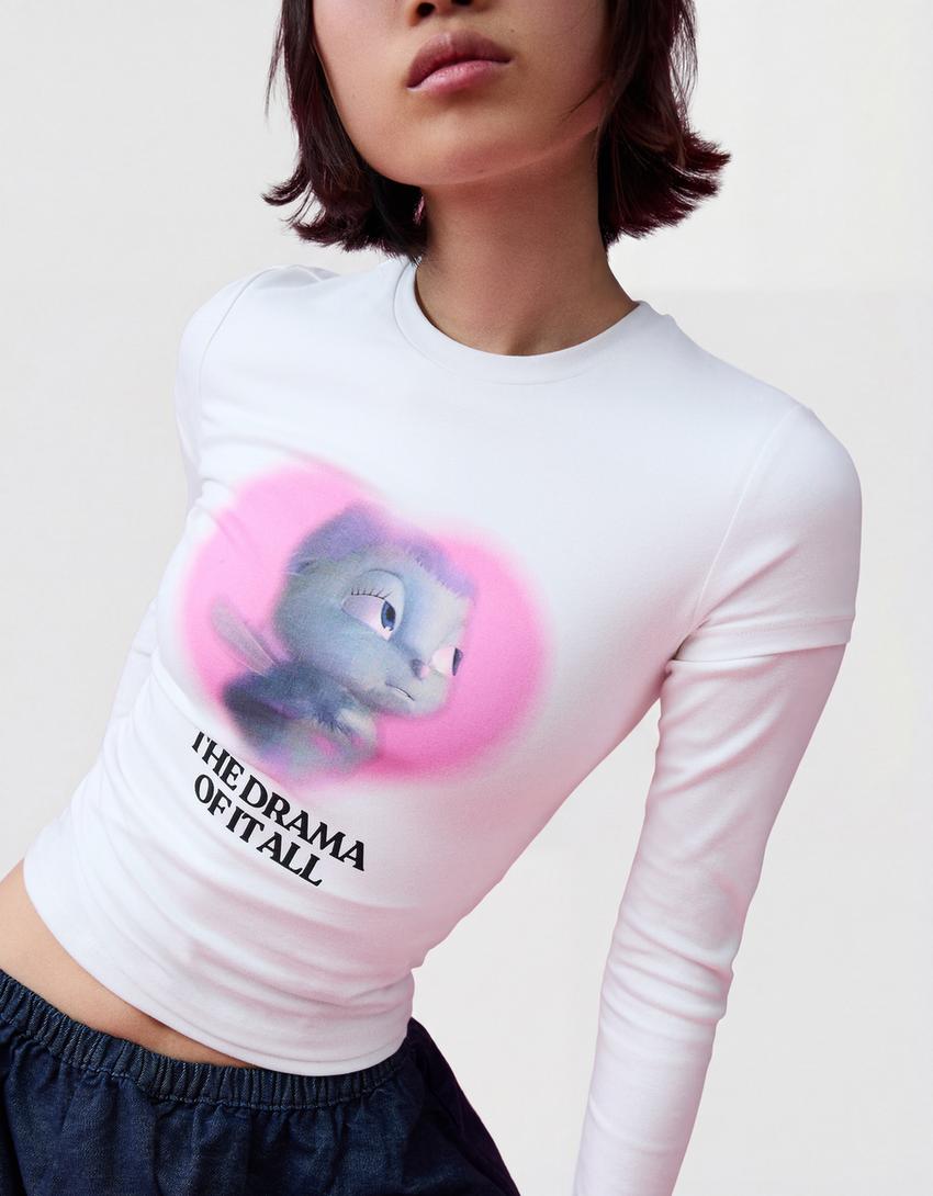 Bibble print short sleeve T-shirt-White