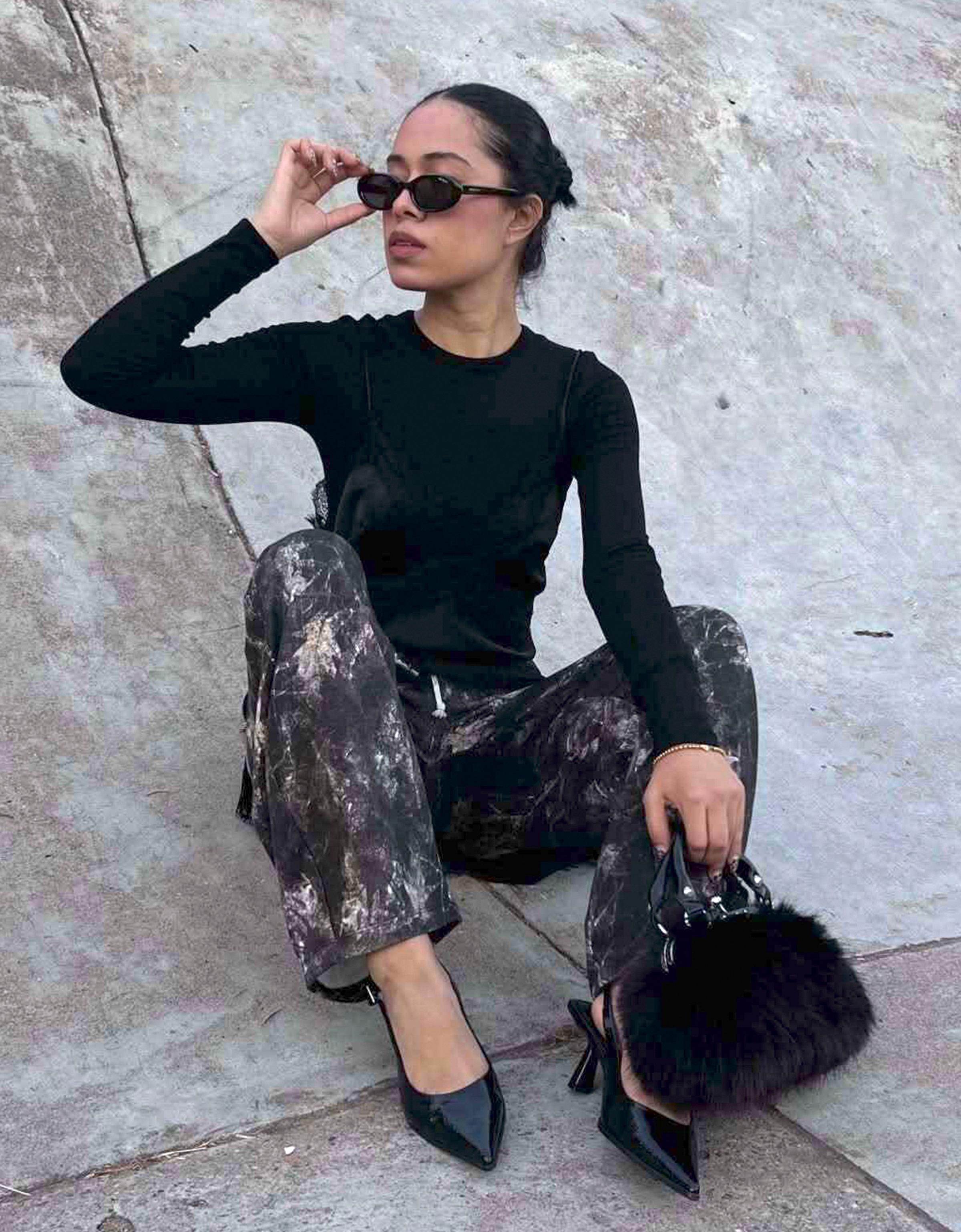 Backless kitten-heel shoes — BLACK