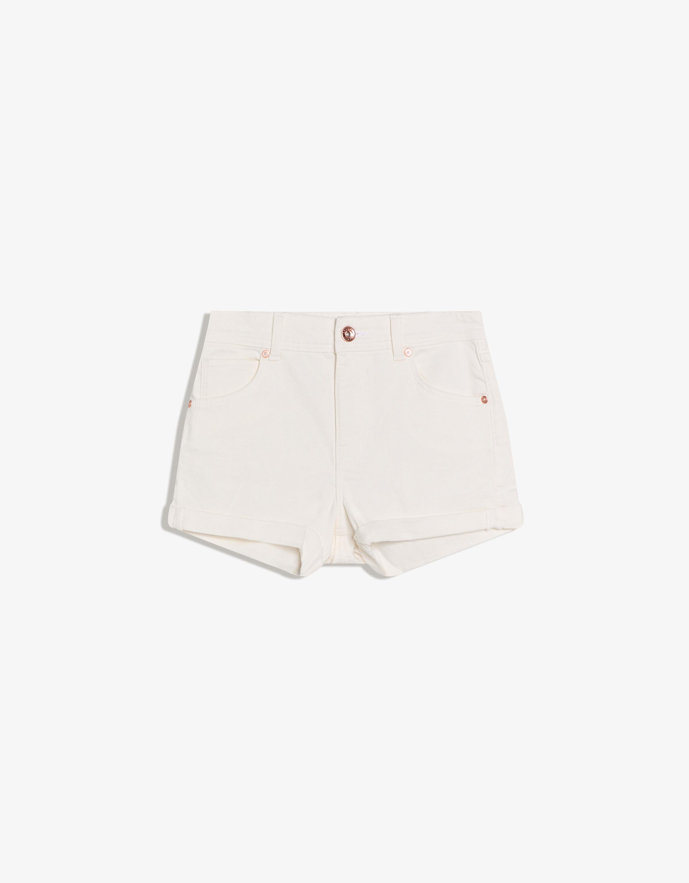 Roll-up denim shorts