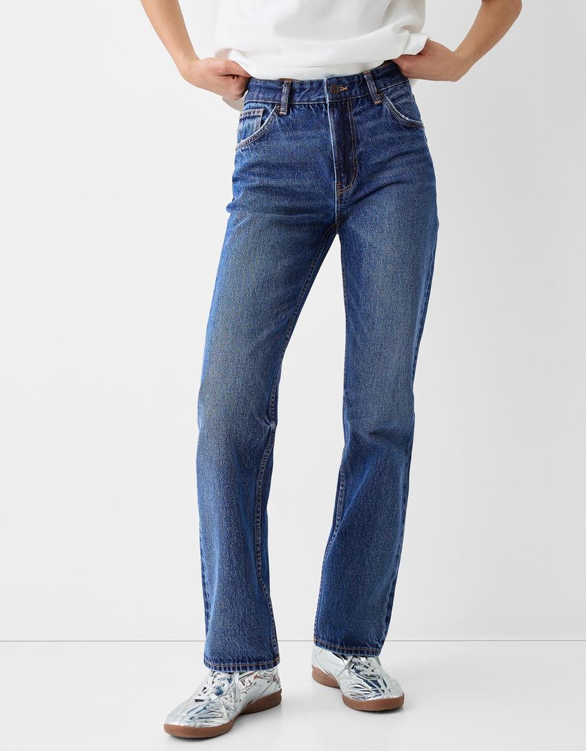 بنطال جينز بقصة مستقيمة-أزرق-1