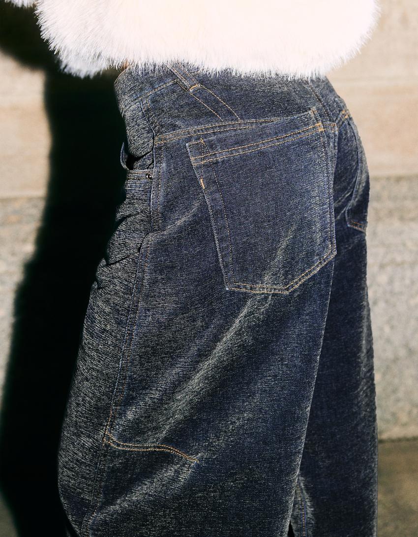 Barrel fit pantolon-Koyu mavi