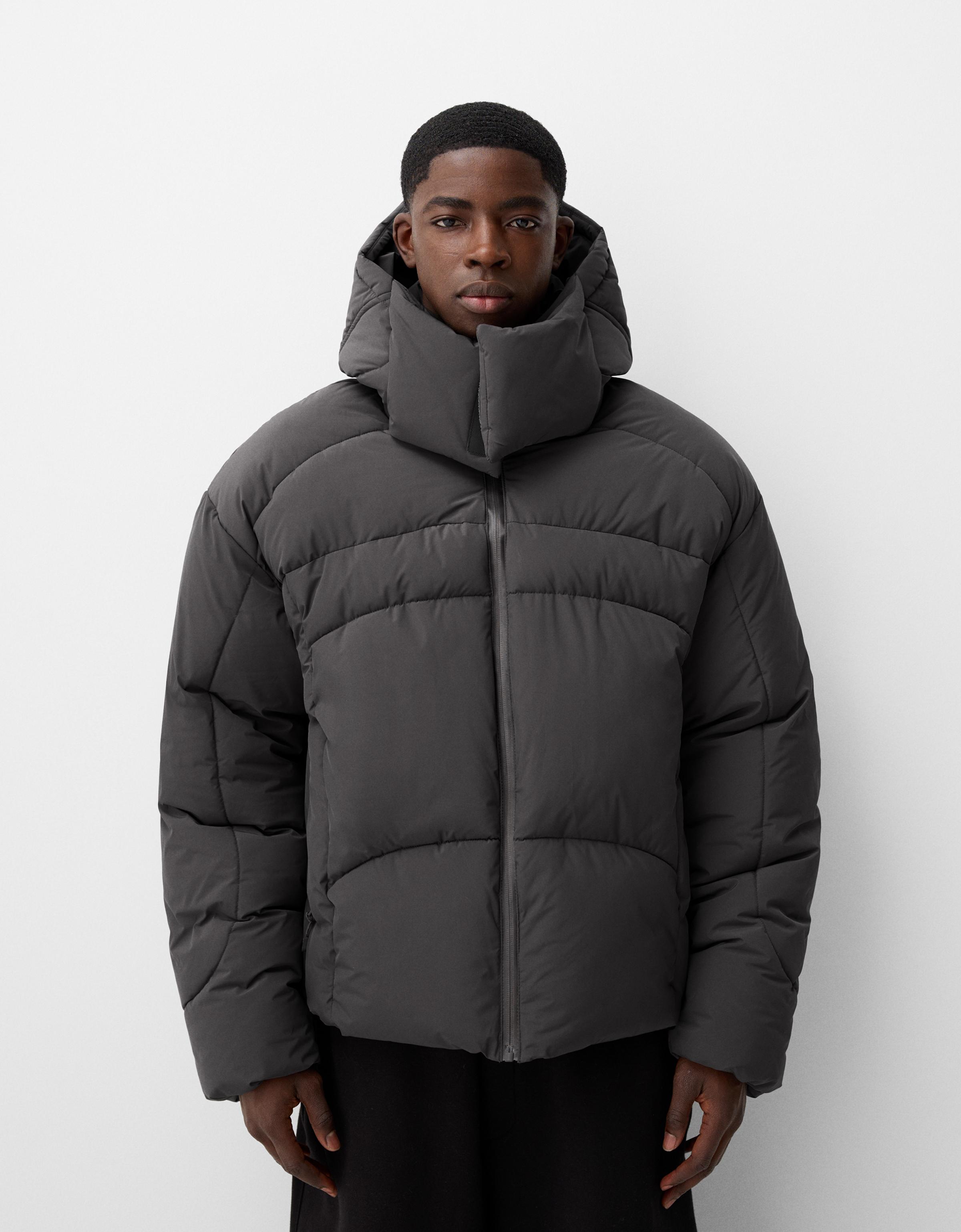 Bershka Puffjacke Mit Kapuze Herren S Dunkelgrau