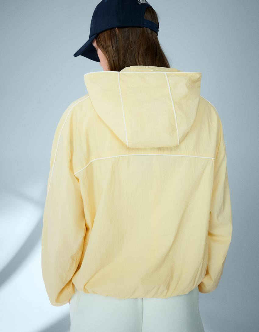 Technical hooded jacket-Beige