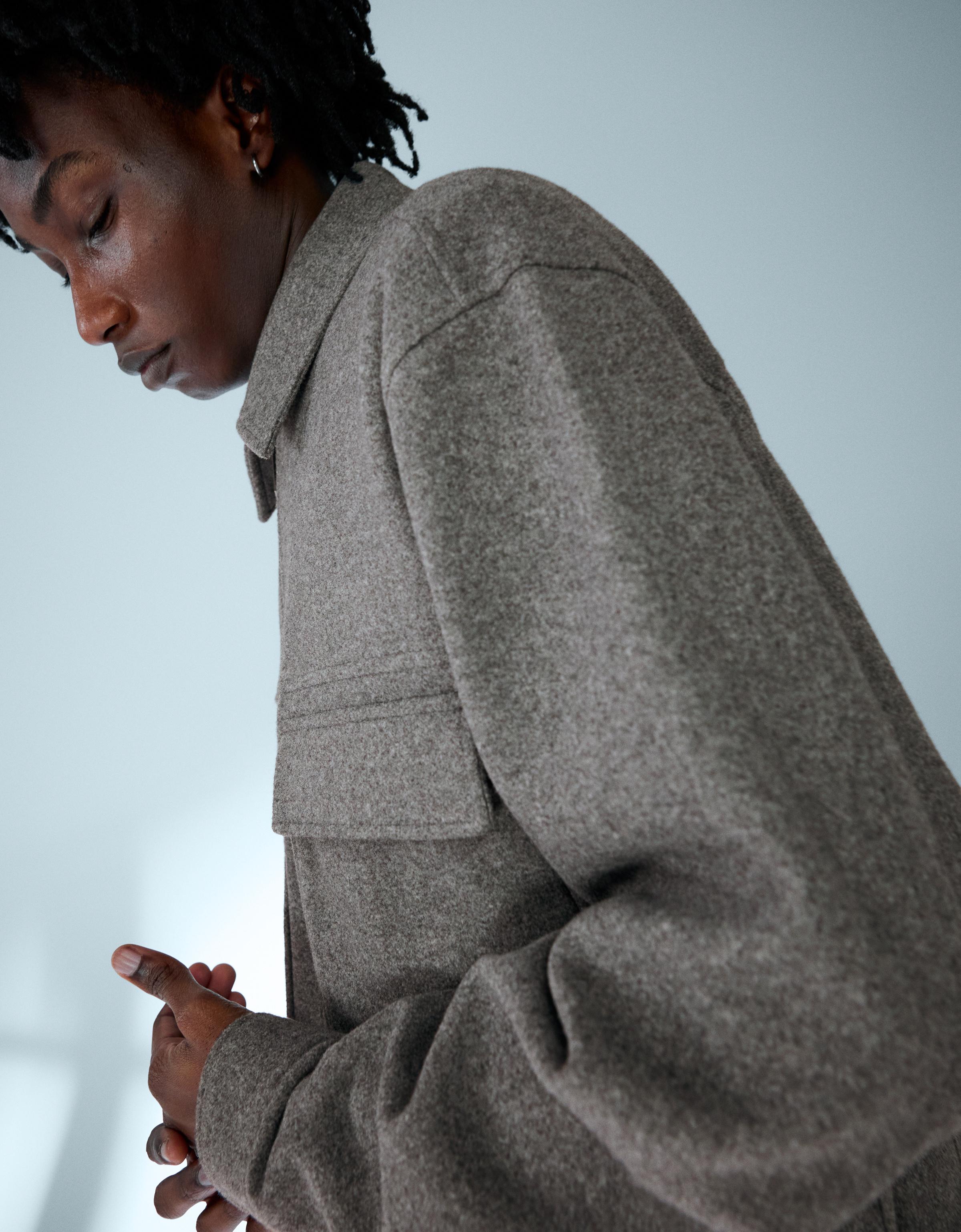 Fermuarlı boxy fit flanel ceket - Görsel 27