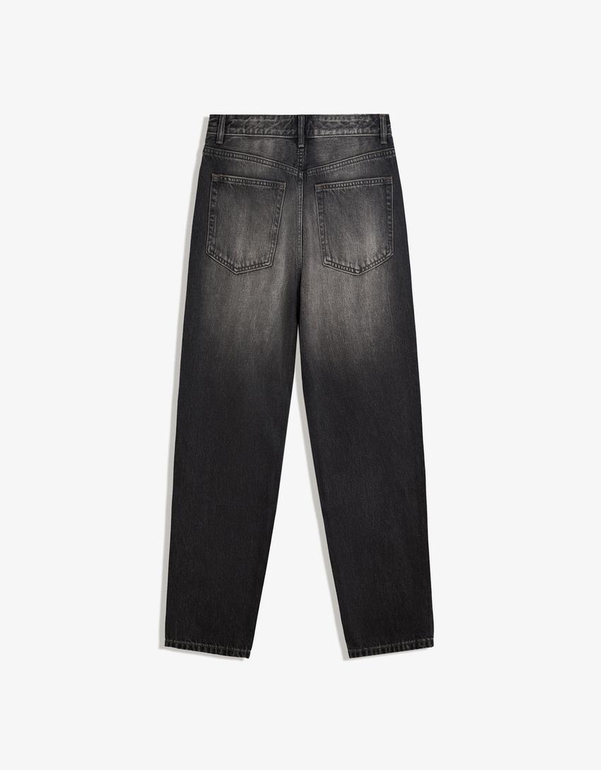 Jeans loose fit afunilado-Preto-5