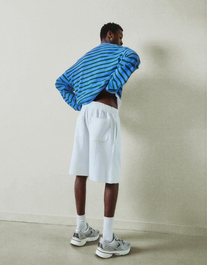 Twill Bermuda shorts-Off white
