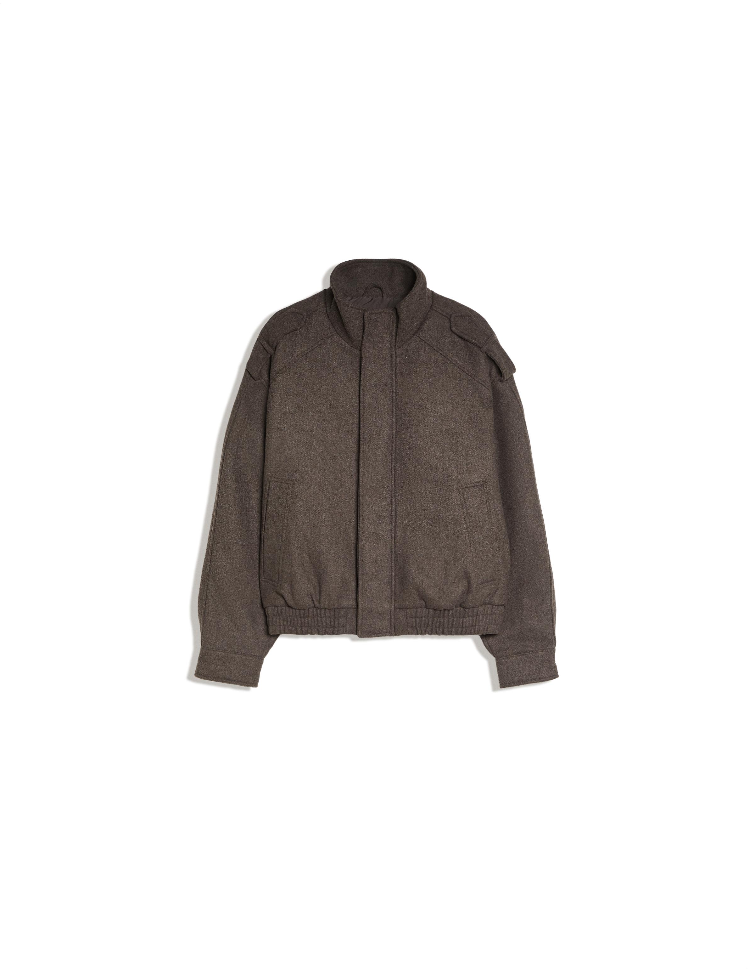 Felt-effect jacket with tabs — Mink