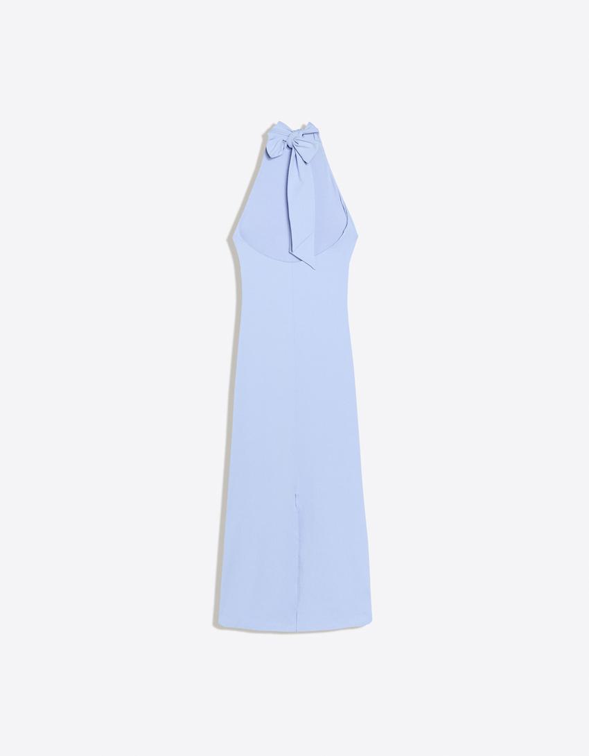 Halter midi dress-Light blue