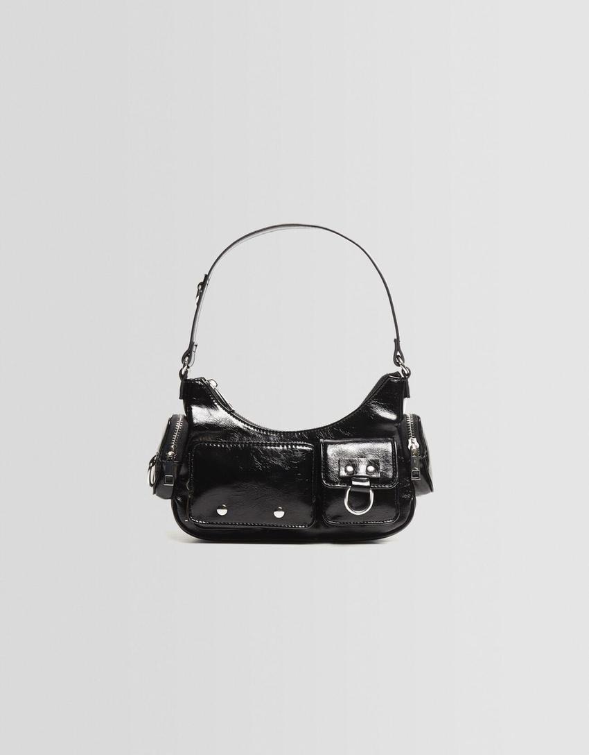 Multi-pocket shoulder bag-Black-0