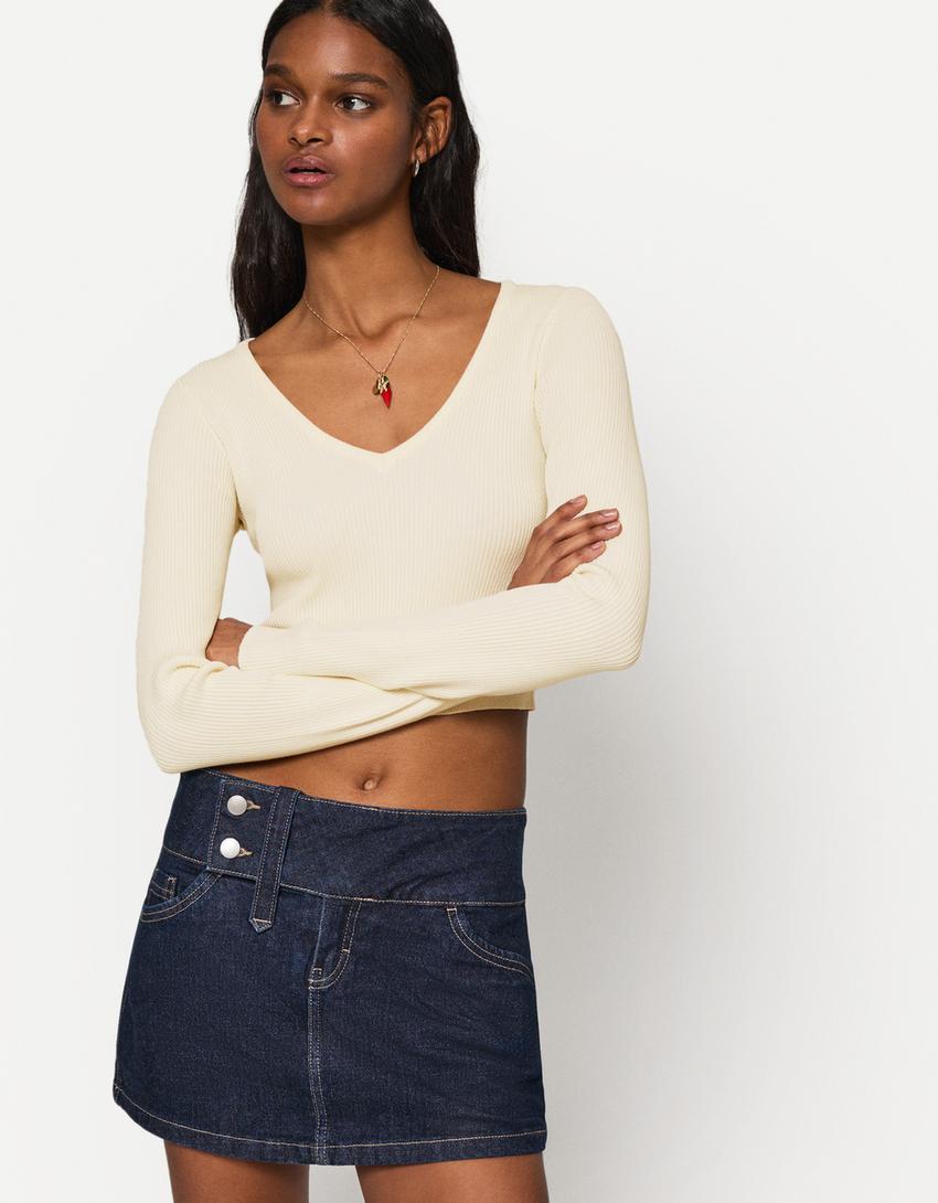 Jersey cuello pico-Crudo-0