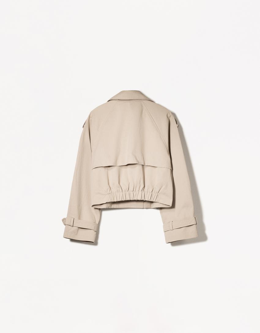 Short trench jacket-Sand