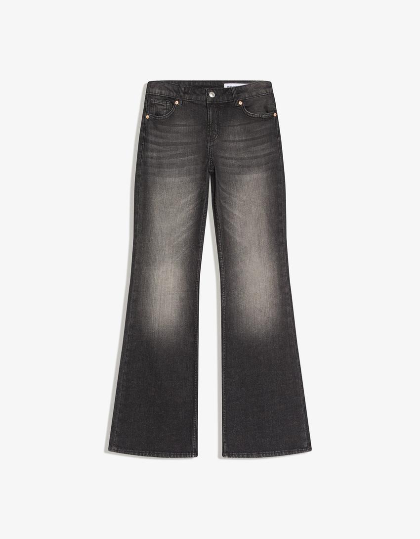 Blugi bootcut talie joasă-Gri închis