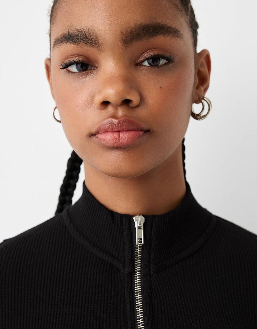 Ensemble gilet et pantalon gaufré-Noir-6
