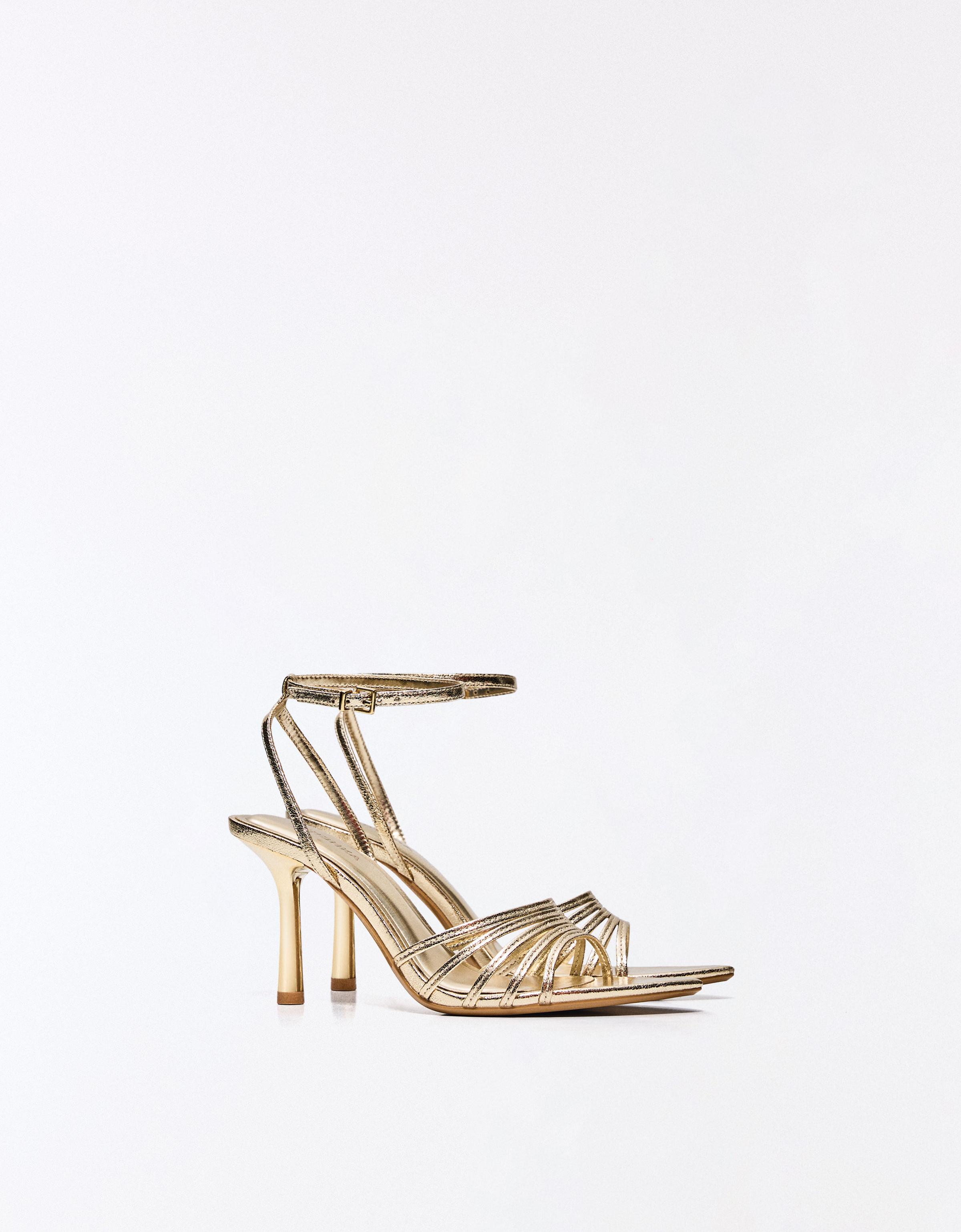 Multi-strap heeled sandals — Gold