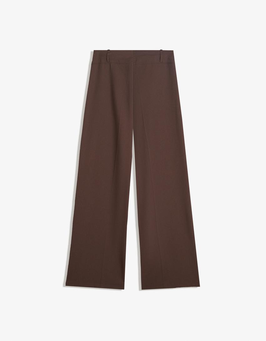 Pantaloni a gamba larga-Marrone-4