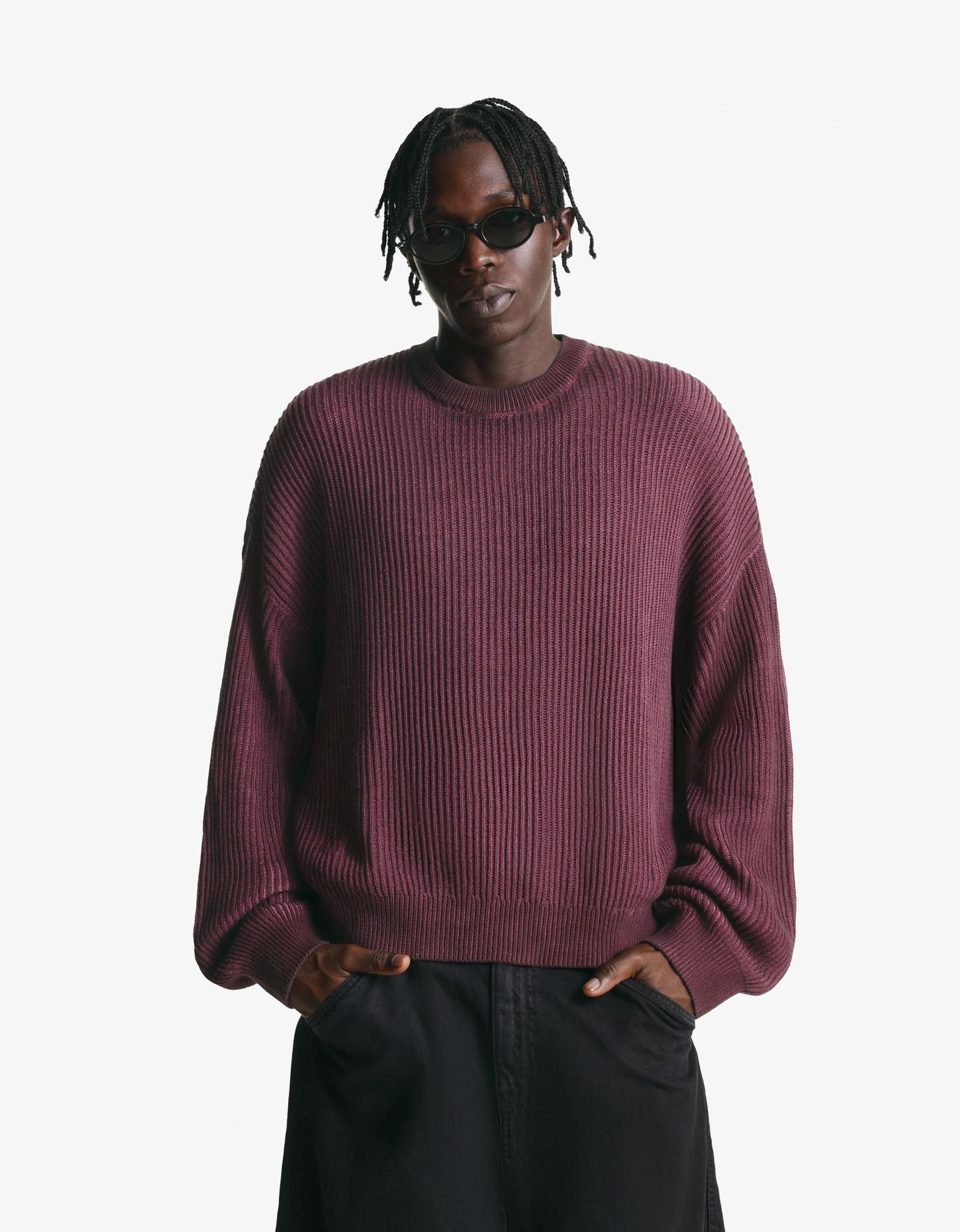 Bershka Jersey Boxy Hombre Xs Burdeos